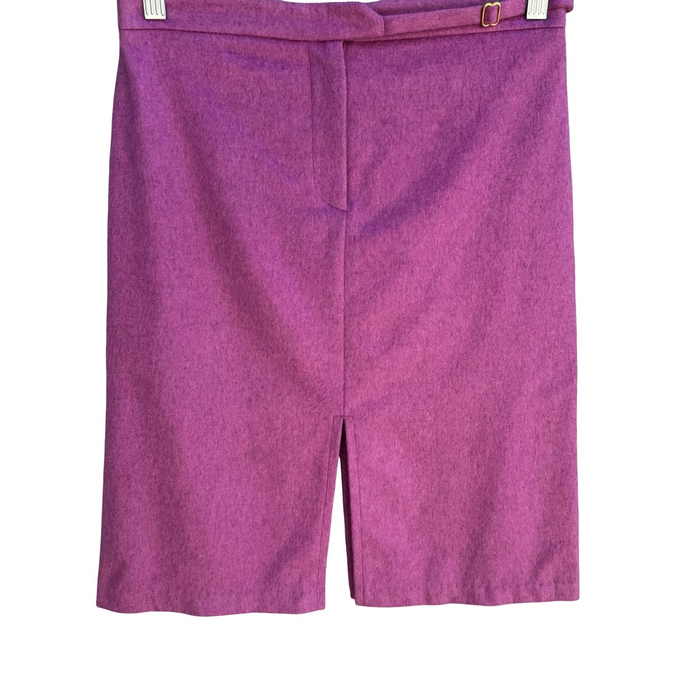 Fidel Y2K Magenta Wool Tailored Pencil Skirt Buckle Belted‎ Dual Slit Preppy M